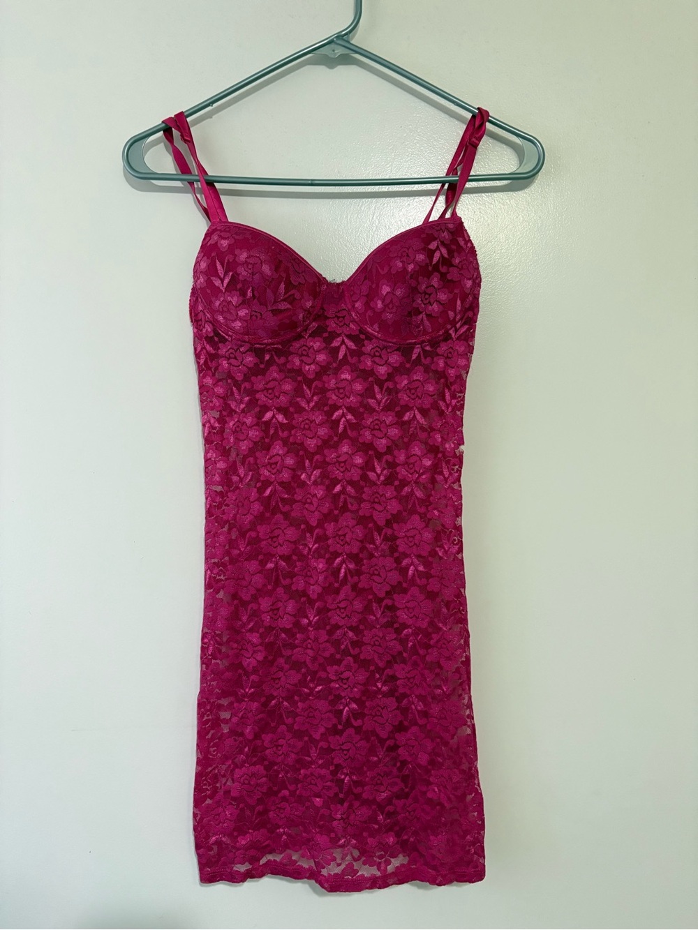 Vintage Rampage Women’s Lace Slip Dress - Fuchsia